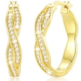 thumbnail image 1 of APSVO 18K Gold Plated Twisted Simulated Diamond Hoop Earrings for Women Hypoallergenic Post Earrings Birthday Prom Christmas Jewelry Gifts Teen Stocking Stuffers Adults Ideas, 1 of 7