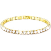 APSVO 18K Gold Plated Tennis Bracelets for Women Girls CZ April Birthstone Bracelet with Crystal Birthday Graduation Mothers Day Jewelry Gifts Teen Her Girlfrie