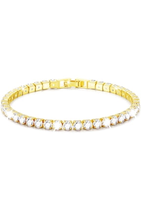 18K Gold Plated Tennis Bracelets for Women Girls CZ April Birthstone Bracelet with Crystal Birthday Graduation Mothers Day Jewelry Gifts Teen Her Girlfriend Female Mom Adults Kids Age Ideas