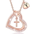 thumbnail image 1 of APSVO 18K Rose Gold Plated Love Heart Initial Cross Necklaces for Women Girls CZ Letter Y Pendant Chain Birthday Valentines Day Jewelry Gifts Teen Her Girlfriend Wife Female Adults Kids Age Ideas, 1 of 8