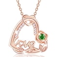thumbnail image 1 of APSVO 18K Rose Gold Plated Love Heart Rose Necklaces for Women GirlsMay Birthstone Necklace with Green Emerald Birthday Graduation Jewelry Gifts Teen Her Mom Female Lady Adult Age Ideas, 1 of 8