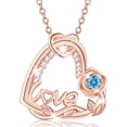 thumbnail image 1 of APSVO 18K Rose Gold Plated Love Heart Rose Necklaces for Women March Birthstone Necklace with Blue Aquamarine Birthday Graduation Jewelry Gifts Ideas Teen Her Mom Female Lady Adult Age Ideas, 1 of 8