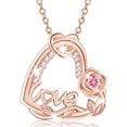 thumbnail image 1 of APSVO 18K Rose Gold Plated Love Heart Rose Necklaces for Women Octorber Birthstone Necklace with Pink Tourmaline Birthday Graduation Jewelry Gifts Teen Her Mom Female Lady Adult Age Ideas, 1 of 8