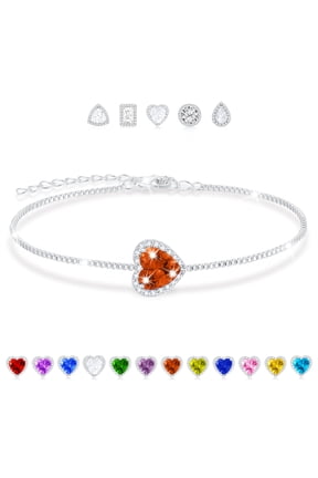 S925 Sterling Silver Plated Love Heart Bracelets for Women Girls July Birthstone Bracelet with Red Ruby Birthday Graduation Jewelry Gifts Teen Her Mom Adults Female Kids Ideas