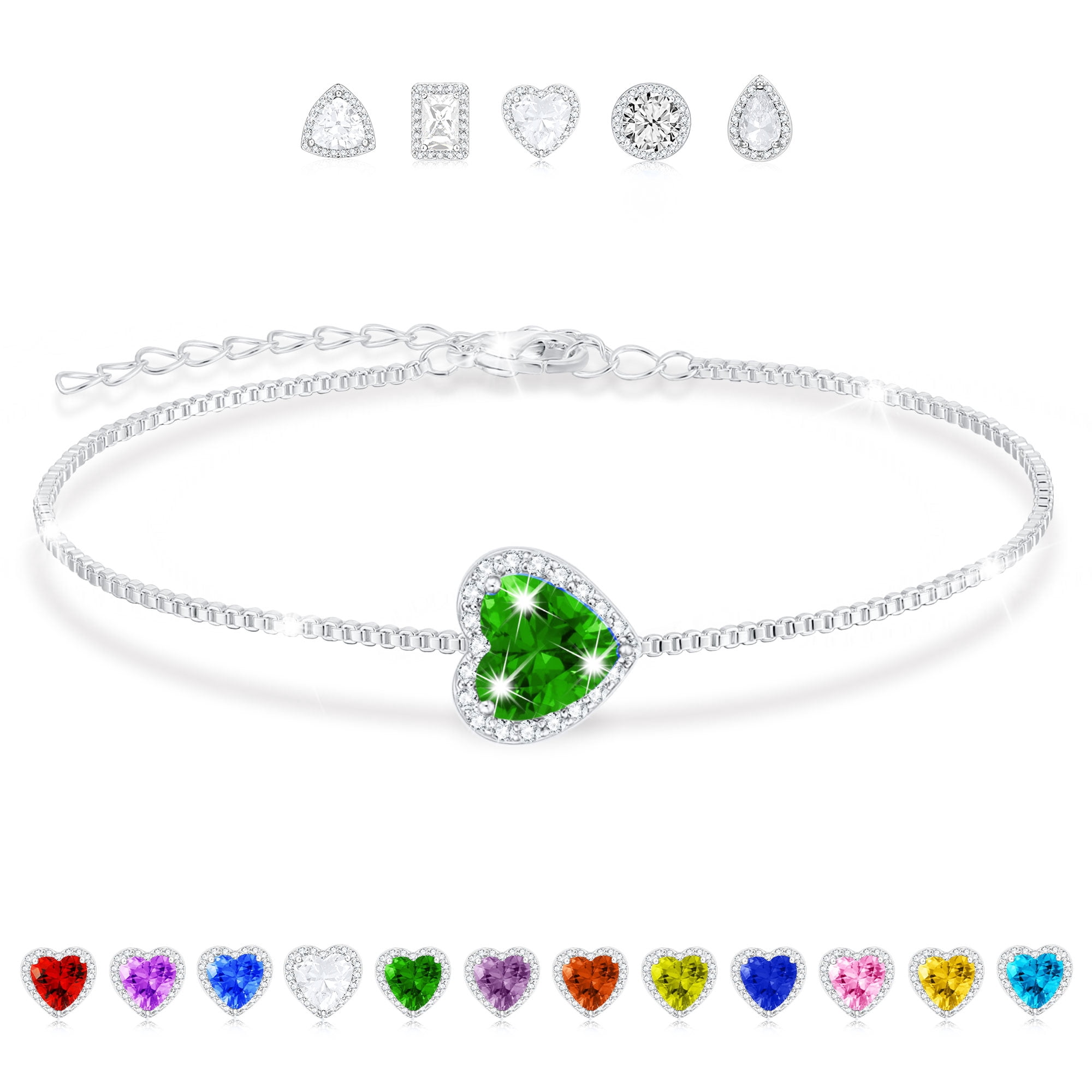 Gold Bracelet with Silver Heart Charm for Women, Stainless Steel