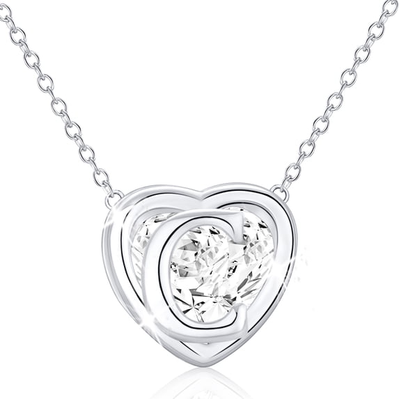 APSVO S925 Sterling Silver Plated Love Heart Initial Necklaces for Women Girls CZ Letter C Pendant Chain Birthday Birthday Graduation Jewelry Gifts Teen Her Mom Wife Adults Girlfriend Kids Age Ideas