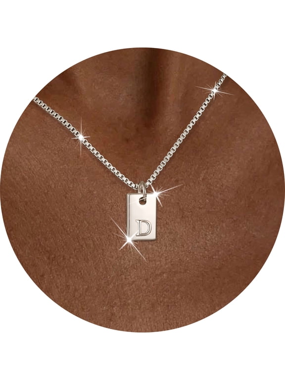 S925 Sterling Silver Plated Initial Necklaces for Women Girls CZ Letter D Pendant Chain Birthday Graduation Jewelry Gifts Teen Her Tween Preteen Mom Adults Female Kids Ideas