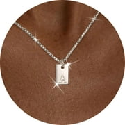 APSVO 18K White Gold Plated Initial Necklaces for Women Girls CZ S925 Sterling Silver Letter A Pendant Chain Birthday Christmas Jewelry Gifts Teen Tween Preteen Mom Adults Stocking Stuffers for Kids