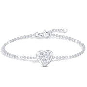 APSVO 925 Silver Plated Love Heart Initial Bracelets for Women CZ Letter A Bracelet Birthday Christmas Jewelry Gifts Teen Girls Stocking Stuffers Kids