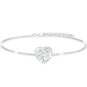 APSVO 18K White Gold Plated Love Heart Initial Bracelets for Women Girls CZ S925 Sterling Silver Letter A Bracelet Birthday Christmas Jewelry Gifts Teen Mom Wife Adults Stocking Stuffers for Kids Age