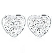 APSVO 18K White Gold Plated Love Heart Initial Stud Earrings for Women Girls CZ Hypoallergenic Post S925 Sterling Silver Letter A Earrings Birthday Christmas Jewelry Gifts Teen Stocking Stuffers Kids