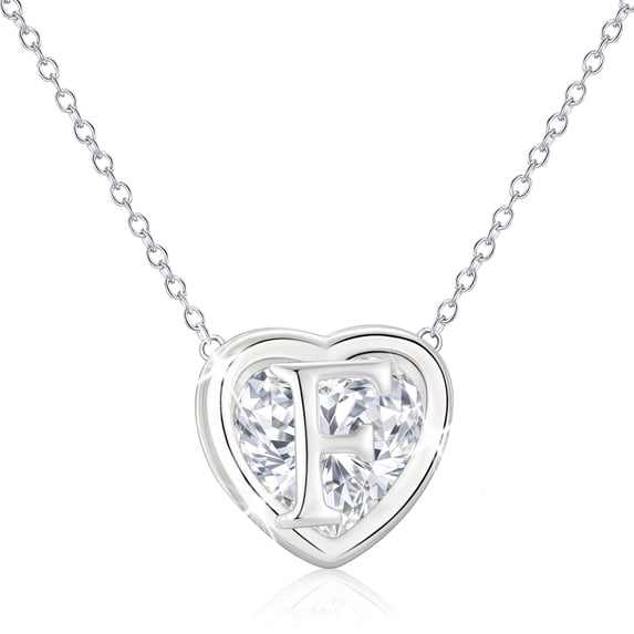 APSVO 925 Silver Plated Love Heart Initial Necklaces for Women CZ Letter F Pendant Chain Birthday Christmas Jewelry Gifts Teen Girls Stocking Stuffers Kids Age