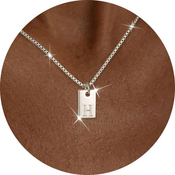 APSVO 18K White Gold Plated Initial Necklaces for Women Girls CZ S925 Sterling Silver Letter H Pendant Chain Birthday Valentines Day Jewelry Gifts Teen Her Tween Preteen Mom Adults Female Kids Ideas