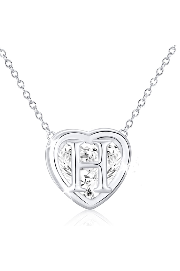 S925 Sterling Silver Plated Love Heart Initial Necklaces for Women Girls CZ Letter H Pendant Chain Birthday Birthday Graduation Jewelry Gifts Teen Her Mom Wife Adults Girlfriend Kids Age Ideas