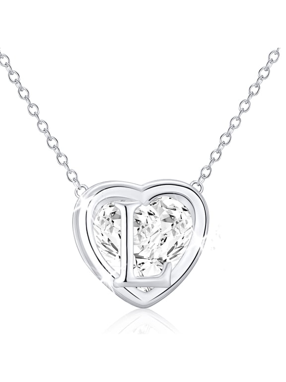 S925 Sterling Silver Plated Love Heart Initial Necklaces for Women Girls CZ Letter L Pendant Chain Birthday Birthday Graduation Jewelry Gifts Teen Her Mom Wife Adults Girlfriend Kids Age Ideas