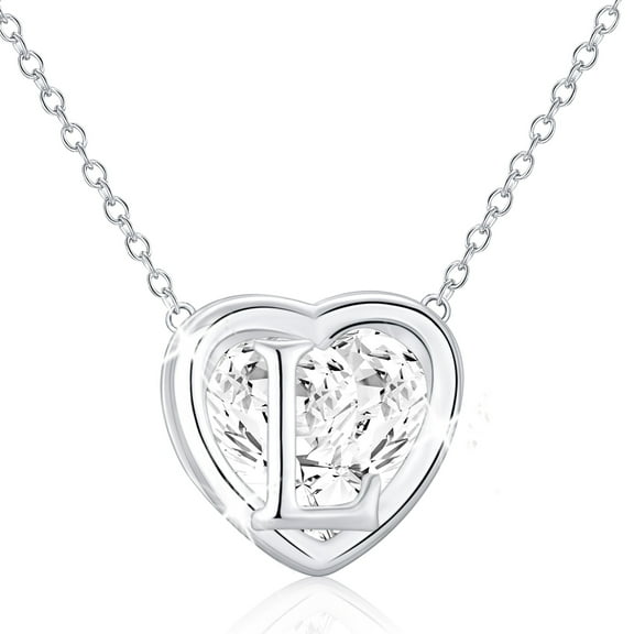 APSVO S925 Sterling Silver Plated Love Heart Initial Necklaces for Women Girls CZ Letter L Pendant Chain Birthday Easter Basket Stuffers Jewelry Gifts Teen Her Mom Wife Adults Kids Age Ideas
