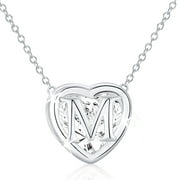 S925 Sterling Silver Plated Love Heart Initial Necklaces for Women Girls CZ Letter M Pendant Chain Birthday Birthday Gra