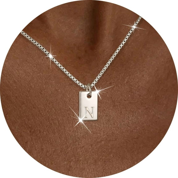 APSVO 18K White Gold Plated Initial Necklaces for Women Girls CZ S925 Sterling Silver Letter N Pendant Chain Birthday Valentines Day Jewelry Gifts Teen Her Tween Preteen Mom Adults Female Kids Ideas