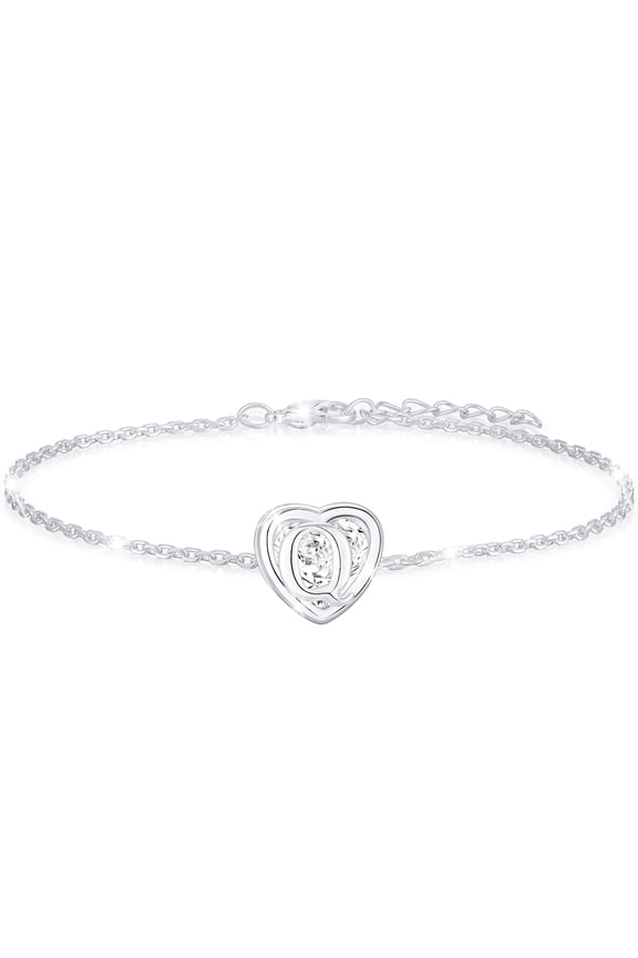 S925 Sterling Silver Plated Love Heart Initial Bracelets for Women Girls CZ Letter Q Bracelet Birthday Easter Basket Stuffers Jewelry Gifts Teen Her Mom Wife Lady Adults Kids Age Ideas