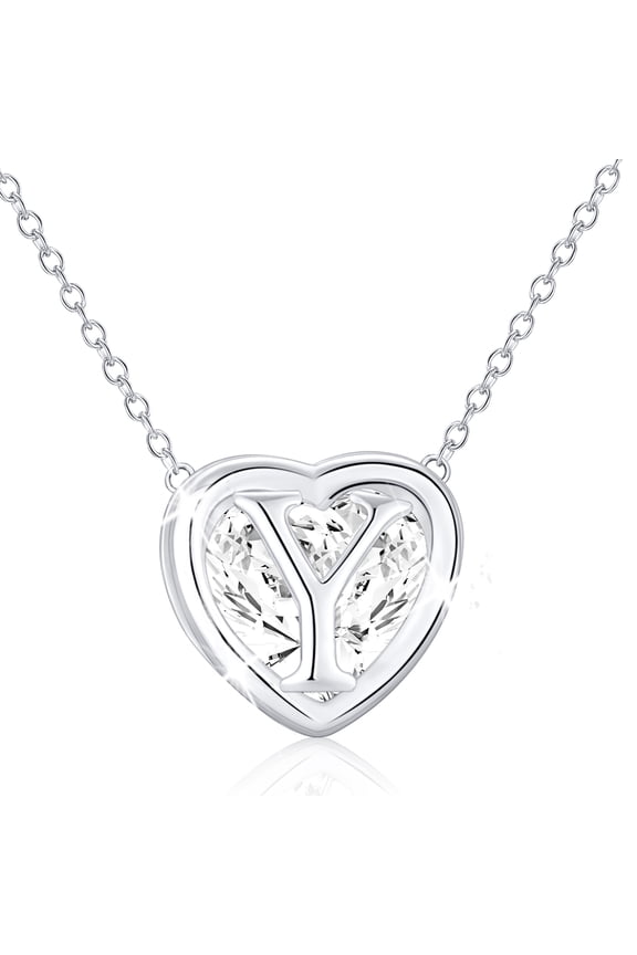 S925 Sterling Silver Plated Love Heart Initial Necklaces for Women Girls CZ Letter Y Pendant Chain Birthday Birthday Graduation Jewelry Gifts Teen Her Mom Wife Adults Girlfriend Kids Age Ideas