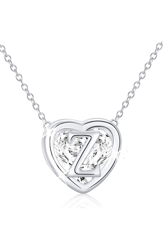 S925 Sterling Silver Plated Love Heart Initial Necklaces for Women Girls CZ Letter Z Pendant Chain Birthday Birthday Graduation Jewelry Gifts Teen Her Mom Wife Adults Girlfriend Kids Age Ideas
