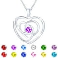 thumbnail image 1 of APSVO 18K White Gold Plated Love Heart Necklaces for Women Girls CZ S925 Sterling Silver February Birthstone Necklace with Purple Amethyst Birthday Valentines Day Jewelry Gifts Teen Her Kids Ideas, 1 of 6