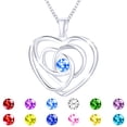 thumbnail image 1 of APSVO S925 Sterling Silver Plated Love Heart Necklaces for Women Girls CZ March Birthstone Necklace with Blue Aquamarine Birthday Graduation Jewelry Gifts Teen Her Mom Wife Kids Ideas, 1 of 6