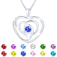 thumbnail image 1 of APSVO S925 Sterling Silver Plated Love Heart Necklaces for Women Girls CZ September Birthstone Necklace with Blue Sapphire Birthday Graduation Jewelry Gifts Teen Her Mom Wife Kids Ideas, 1 of 6