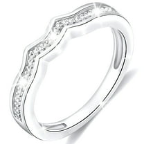 APSVO 18K White Gold Plated Crown Rings for Women CZ S925 Sterling Silver Eternity Promise Band Wedding Engagement Birthday Valentines Day Jewelry Gifts Her Girlfriend Wife Female Adults Teen Ideas