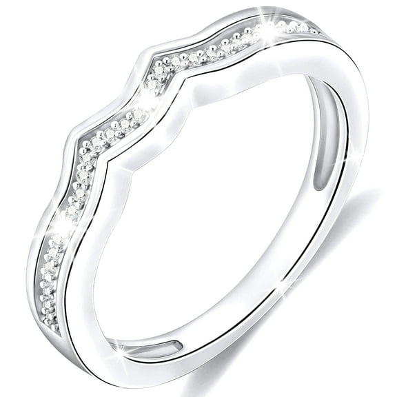 APSVO 18K White Gold Plated Crown Rings for Women CZ S925 Sterling Silver Eternity Promise Band Wedding Engagement Birthday Valentines Day Jewelry Gifts Her Girlfriend Wife Female Adults Teen Ideas