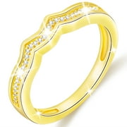 APSVO 18K White Gold Plated Crown Rings for Women CZ S925 Sterling Silver Eternity Promise Band Wedding Engagement Birthday Christmas Jewelry Gifts Mom Girlfriend Wife Adults Stocking Stuffers Ideas