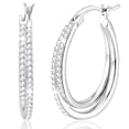thumbnail image 1 of APSVO 18K White Gold Plated Simulated Diamond Hoop Earrings for Women S925 Sterling Silver Post Hypoallergenic Earrings Birthday Graduation Jewelry Gifts Teen Mom Her Wife Adults Ideas, 1 of 7