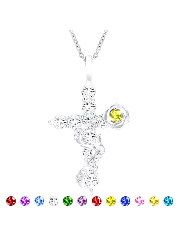 925 Silver Plated Rose Cross Necklaces for Women August Birthstone Pendant with Peridot Birthday Christmas Jewelry Gifts Teen Girls Stocking Stuffers Kids