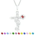 thumbnail image 1 of APSVO S925 Sterling Silver Plated Rose Cross Necklaces for Women Girls January Birthstone Pendant with Red Garnet Birthday First Communion Easter Basket Stuffers Jewelry Gifts Teen Adults Kids Ideas, 1 of 8