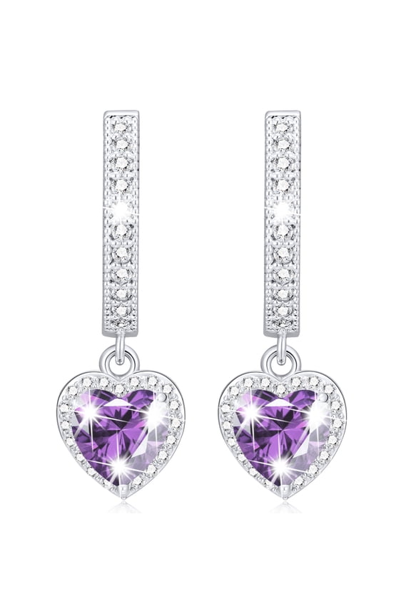 18K White Gold Plated Drop Earrings for Women Girls S925 Sterling Silver Post June Birthstone Earrings with Purple Alexandrite Birthday Easter Basket Stuffers Jewelry Gifts Teen Kids Ideas
