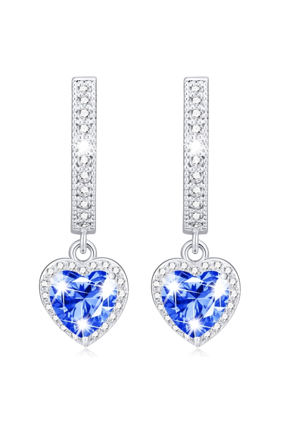 18K White Gold Plated Drop Earrings for Women Girls S925 Sterling Silver Post March Birthstone Earrings with Blue Aquamarine Birthday Easter Basket Stuffers Jewelry Gifts Teen Kids Ideas