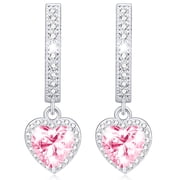 APSVO 18K White Gold Plated Drop Earrings for Women Girls S925 Sterling Silver Post October Birthstone Earrings with Pink Tourmaline Birthday Graduation Jewelry Gifts Teen Her Mom Adults Kids Ideas