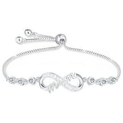 APSVO S925 Sterling Silver Plated Infinite Love Heart Mom Bracelets for Mom Mother Mama CZ April Birthstone Bracelet with CZ Crystal Birth Birthday Mother's Day