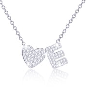 S925 Sterling Silver Plated Love Heart Initial Necklaces for Women Girls CZ Letter E Pendant Chain Birthday Graduation Jewelry Gifts Teen Her Mom Girlfriend Wif