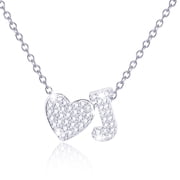 S925 Sterling Silver Plated Love Heart Initial Necklaces for Women Girls CZ Letter J Pendant Chain Birthday Graduation Jewelry Gifts Teen Her Mom Girlfriend Wif