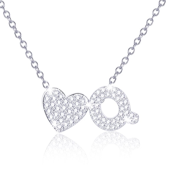 APSVO S925 Sterling Silver Plated Love Heart Initial Necklaces for Women Girls CZ Letter Q Pendant Chain Birthday Graduation Jewelry Gifts Teen Her Mom Girlfriend Wife Kids Age Ideas