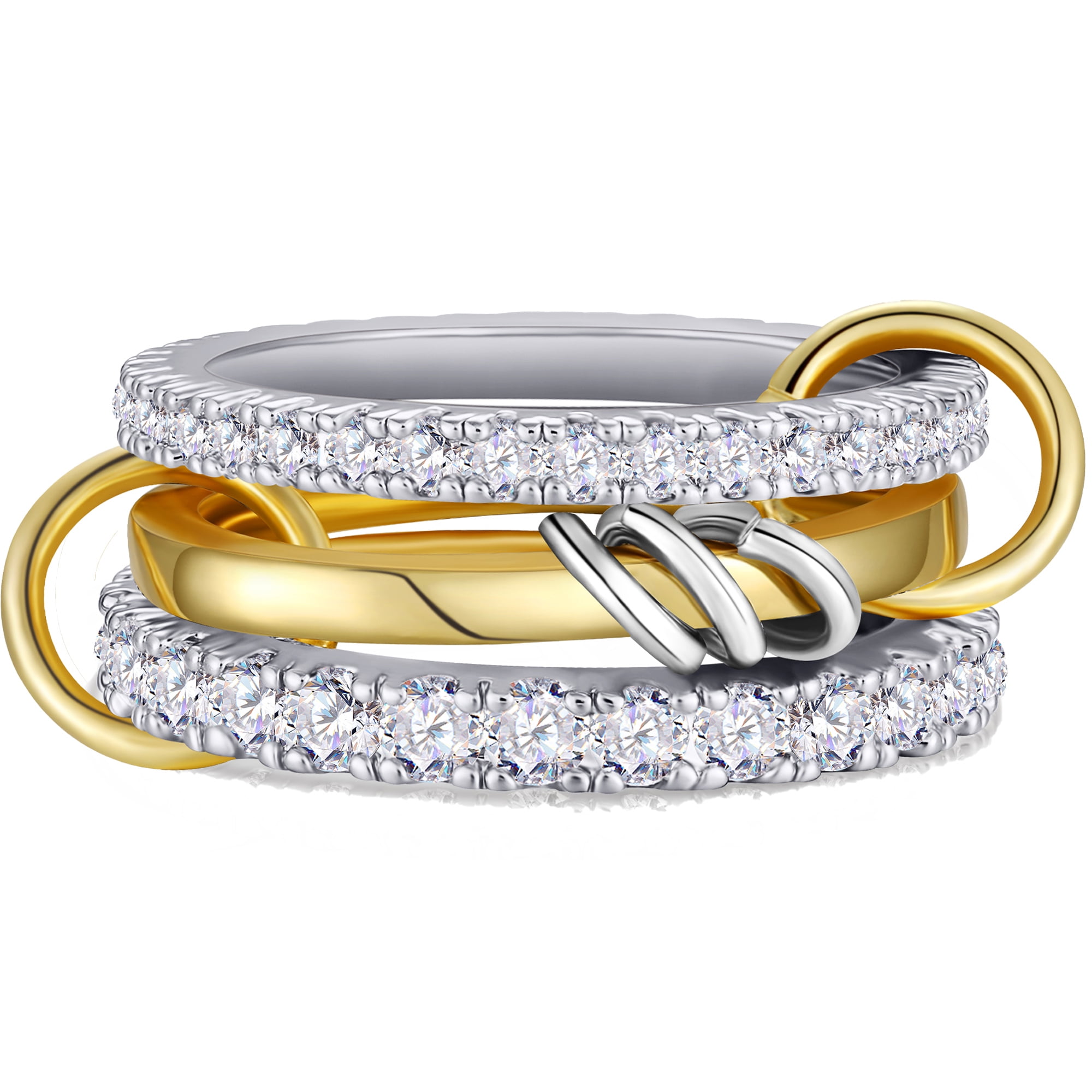 APSVO 18K White Gold Plated Stackable Rings for Women Mom S925 Sterling ...