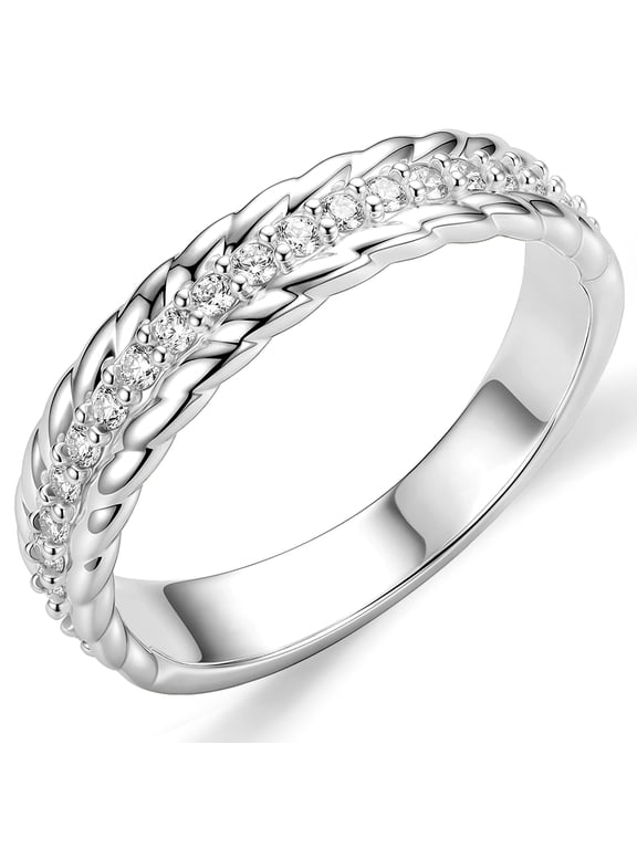 925 Silver Plated Rings for Women Stackable CZ Non Tarnish Thumb Eternity Promise Wedding Band Engagement Birthday Prom Christmas Jewelry Gifts Girlfriend Stocking Stuffers Adults
