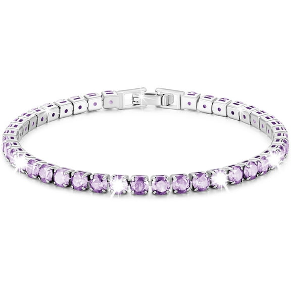 APSVO S925 Sterling Silver Plated Tennis Bracelets for Women Girls CZ June Birthstone Bracelets with Purple Alexandrite Birthday Easter Basket Stuffers Jewelry Gifts Teen Her Adult Kids Age Ideas