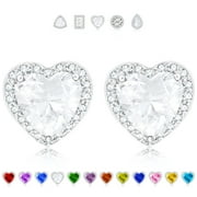 APSVO Love Heart Stud Earrings for Women Girls Hypoallergenic Post CZ S925 Sterling Silver April Birthstone Earrings Birthday Christmas Jewelry Gifts Teen Mom Adults Stocking Stuffers for Kids Age