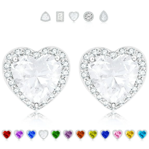 APSVO Love Heart Stud Earrings for Women Girls Hypoallergenic Post CZ S925 Sterling Silver April Birthstone Earrings Birthday Valentines Day Jewelry Gifts Teen Girlfriend Wife Her Kids Age Ideas