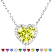 APSVO 925 Silver Plated Love Heart Necklaces for Women CZ August Birthstone Pendant Chain with Peridot Birthday Christmas Jewelry Gifts Teen Girls Stocking Stuf