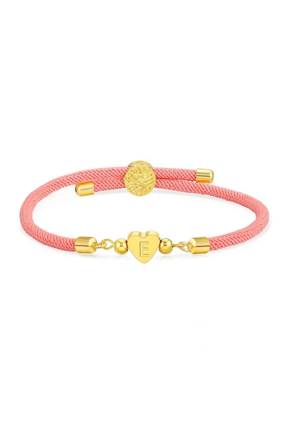 18K Gold Plated Love Heart Initial Bracelets for Women Girls Pink Letter E Chain Charm Bracelet Birthday Graduation Jewelry Gifts Teen Her Mom Girlfriend Wife Adults Kids Ideas