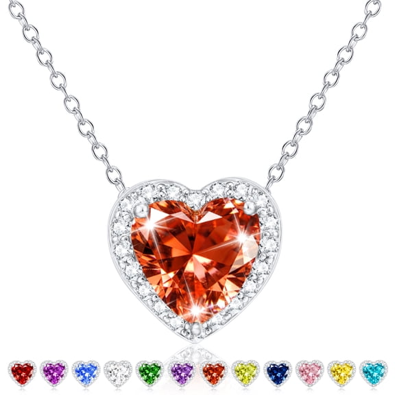 APSVO Birthday Gifts for 6 7 8 9 10 11 12 13 14 15 16 17 18 Year Old Age Girls Kids Ideas S925 Sterling Silver Plated Love Heart Necklaces Jewelry July Birthstone Pendant Chain with Red Ruby