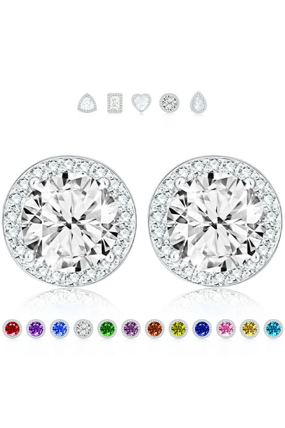 Stud Earrings for Women Girls Hypoallergenic Post CZ S925 Sterling Silver April Birthstone Earrings Birthday Valentines Day Jewelry Gifts Teen Girlfriend Wife Her Kids Age Ideas